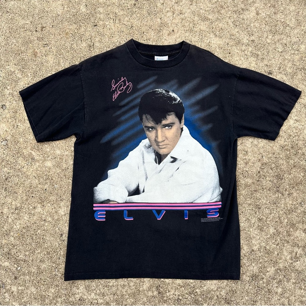 Vintage 90s 1994 Elvis Presley Short Sleeve Tshirt Black Large